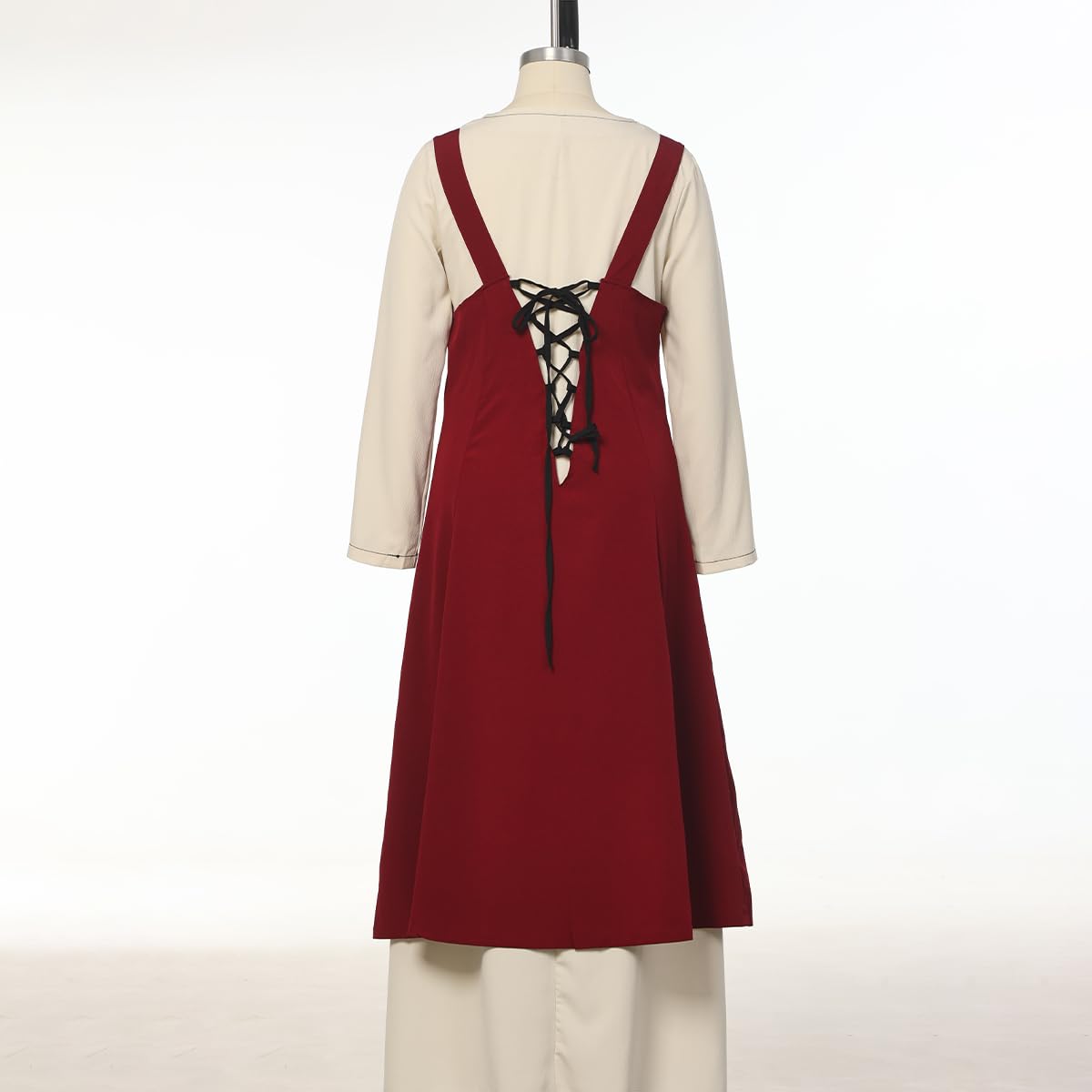 BPURB Grembiule da donna, stile medievale, vintage, con lacci sul retro, costume da pirata vichinga, con spalline, tunica per contadino, costume cosplay