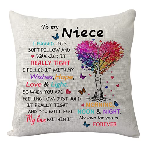 KHLOY Niece Pillowcase Gift - Funny Pillow Cover for Women Girls Birthday, Christmas, Graduation, Back to School - Reminder Cushion Cover from Auntie Uncle - Home Decor