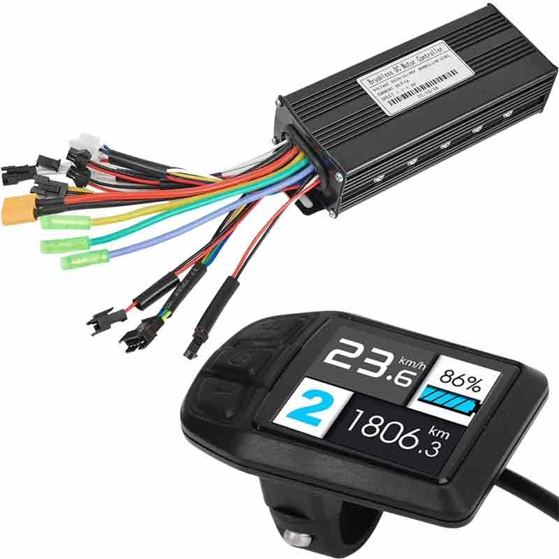 30A Intelligent Brushless Sine Wave Controller 24V 36V 48V 750-1000W 3 Mode Maximum Current Aluminium Alloy 18 Mosfets E-Bike Brushless Speed Motor Controller with UKC3 Display for Electric Bicycle