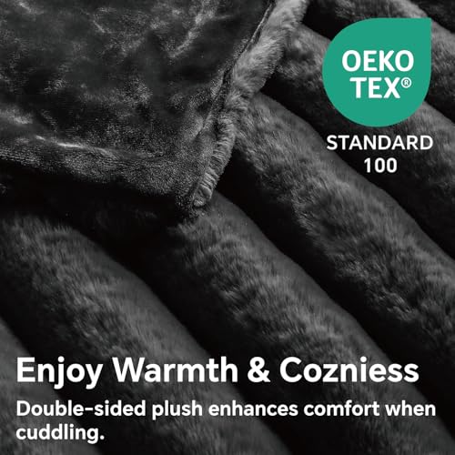 Image of BEDELITE Faux Fur Throw Blanket for Couch, 770GSM, 50 inch x 60 inch, Black