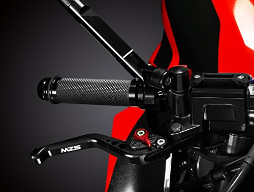 Mzs Black 7/8 Levers Set Brake Master Cylinder Clutch Lever Universal Short Adjustable Cnc Compatible thumb #1
