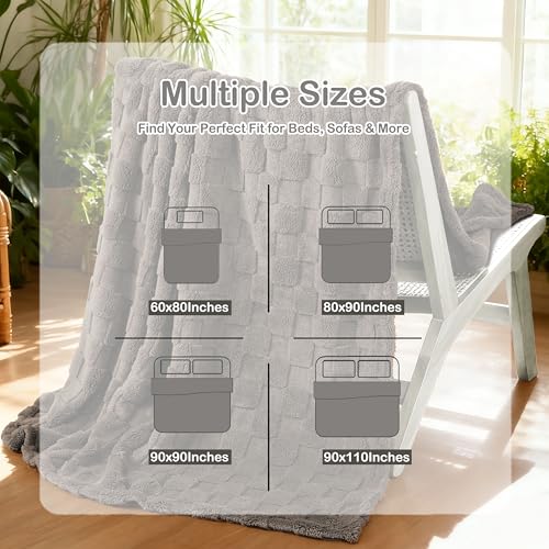 Eydna Blanket Queen Size 90"x90", All Season Use Lightweight AC Blanket for Bed & Sofa & Office & Camping & pet & Room, Ultra-Soft Checkerboard Pattern, Gift for Family, Light Gray — view 6