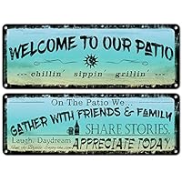 flinelife Metallschild mit Aufschrift \Welcome to Our Patio\, 40,6 x 15,2 cm, Outdoor-Dekoration für Terrasse, Veranda, Pool, Outdoor-Wanddekoration