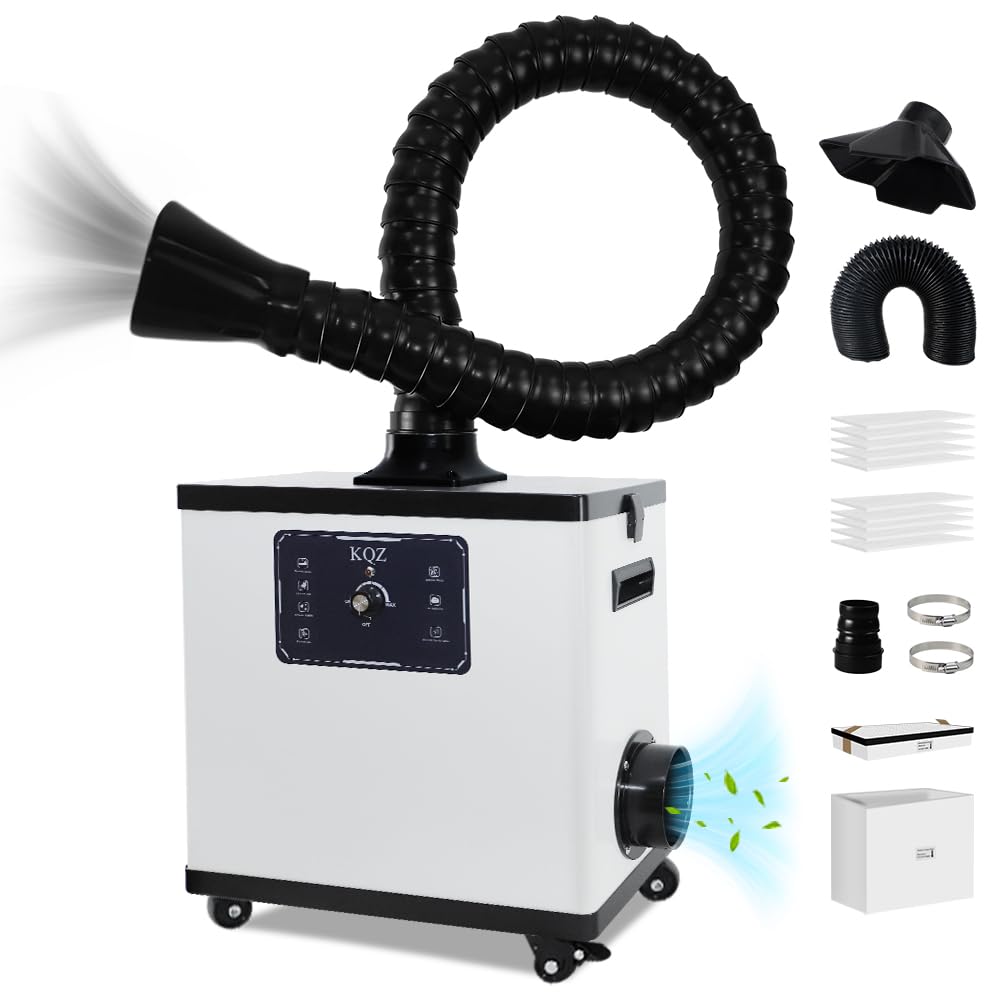 KQZ [Specialized] 210W Laser Fume Extractor 330m³/h Strong Suction for S1/F1/ M1/LU3 Most Laser Engraver, Solder Fume Extractor with Exhaust, Odor