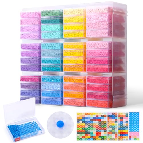 PP OPOUNT 48 Teiliges Diamond Painting Aufbewahrungsset für Strasssteine & Sortierung 2-in-1 Aufbewahrung Konvexpunkt-Boden Design Diamond Painting Zubehör mit Deckeln
