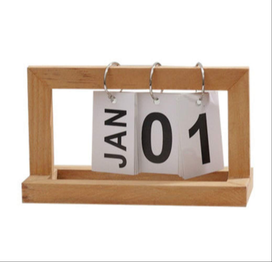 WZ YDTH Nordic Minimalist Creative Wooden Page Calendar Simple Home Wood Color Desk Calendar Wooden Ornaments