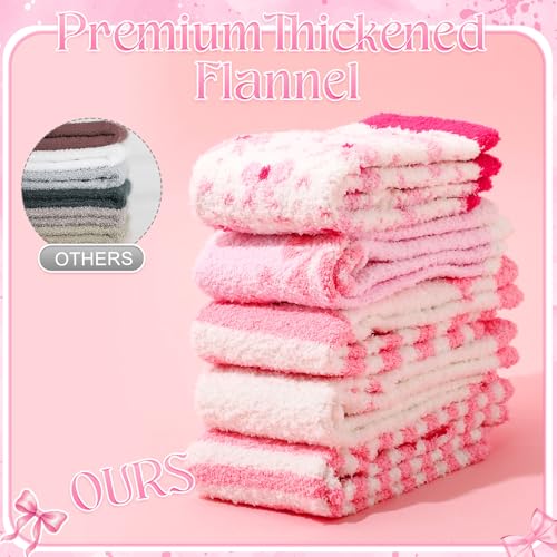 Image of Foaincore 5 Pairs Fuzzy Socks for Women Cozy Cute Winter Warm Fluffy Socks for Birthday Themed Party Gift