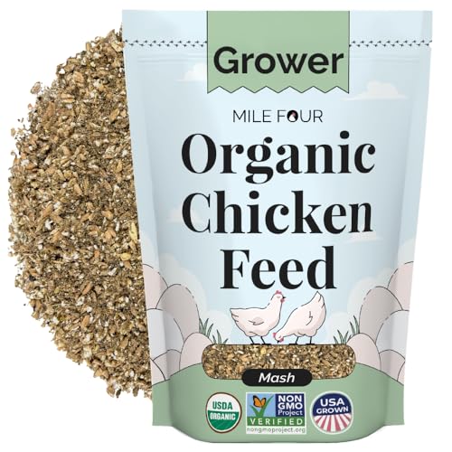 Mile Four Organic Chicken Feed Grower Mash Non-GMO USA Grown 18% Protein Corn-Free Soy-Free Non-Medicated Feed for Chickens 2 lb Sample