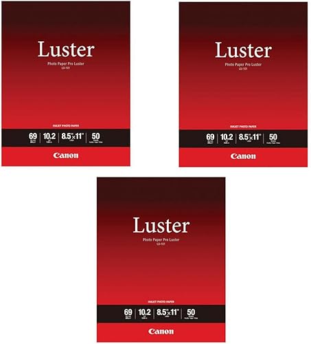Canon Paquete de 3 papeles fotográficos Canon LU-101 Pro Luster (8.5 x 11 pulgadas, 50 hojas, 8.99 oz/m²)