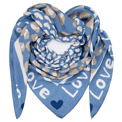Gloop Damen XXL Dreieckstuch Halstuch Baumwolle Musselin Schal Poncho Ohne Kratze an Haut Hergestellt in Italien 135 cm×135 cm×220 cm