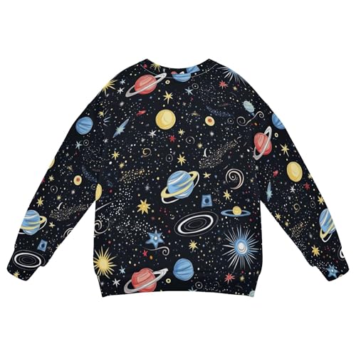 JUNZAN Space Starry Sky Cosmic Planets Little Kids Hoodie Sweatshirt Long Sleeve Sweatshirt With Hoodie Camping 4T2