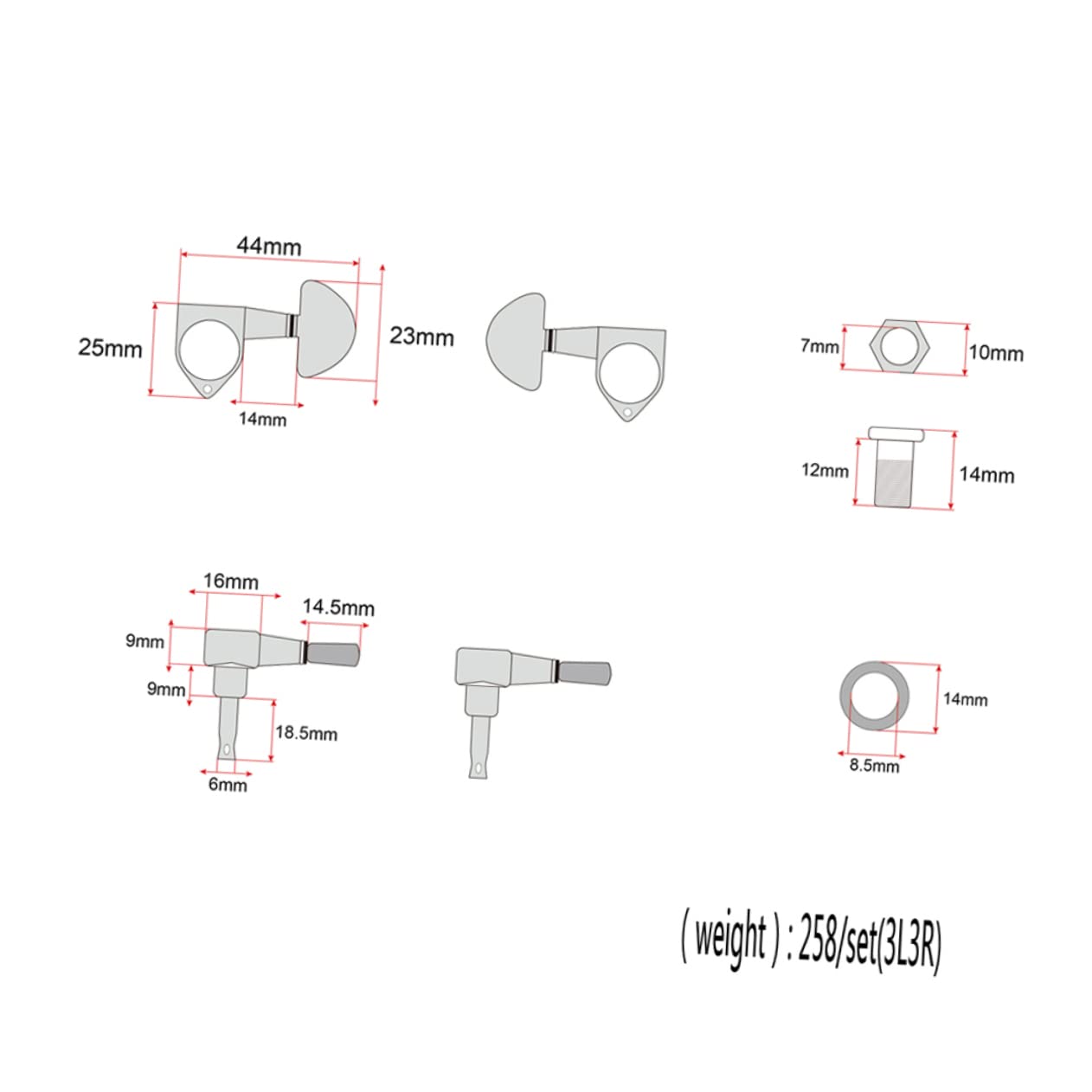 Sosoport Essential Guitar Accessory 1 Set Gc203o Tuning Pegs 3l3r Tuning Keys Durable Guitar Machine Heads for Perfect Sound