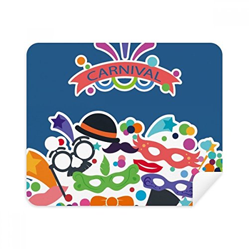 Glasses Hat Head Happy Carnival of Venice Cleaning Cloth Screen Cleaner 2pcs Suede Fabric