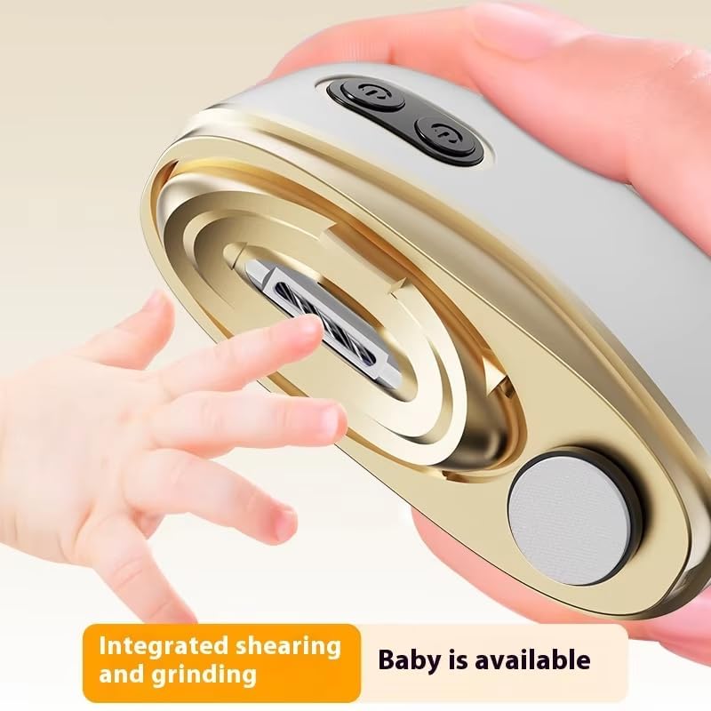 Hand using the integrated shearing and grinding function of the electric nail clipper