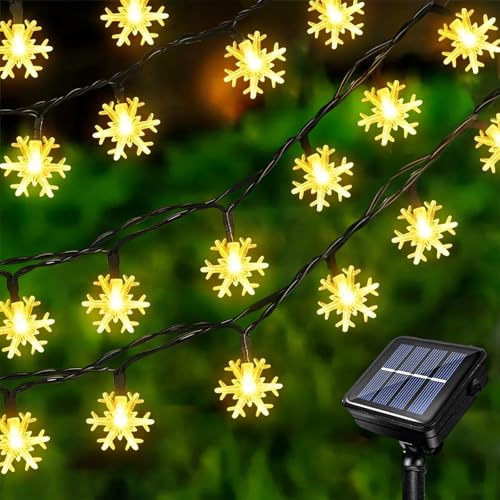 Acxilexy Solar Weihnachts Lichterkette 7 M 50 LEDs Schneeflocken...