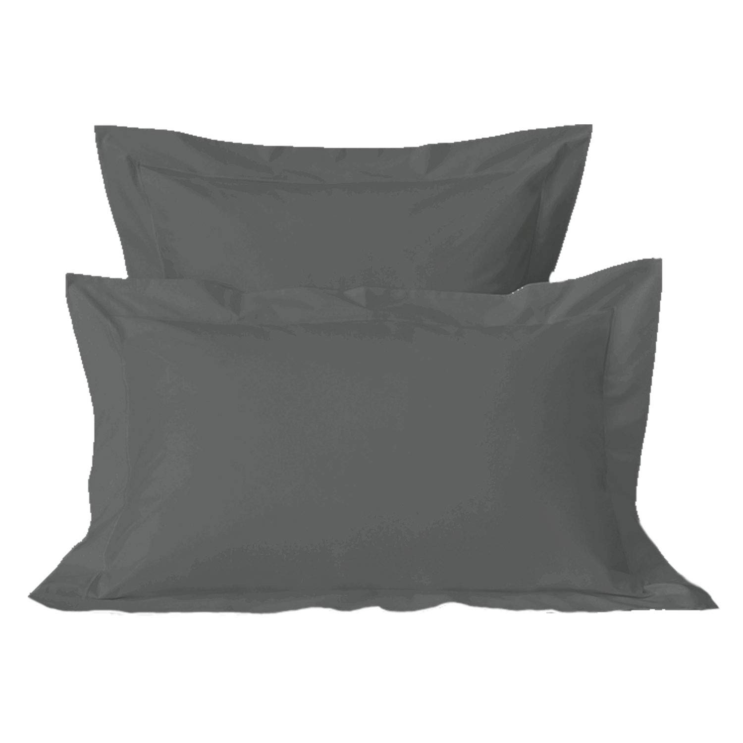 Pizuna Smooth Fine Cotton Pillow Case King Size 50x90 cm Dark Grey, 600 Thread Count Crispy Soft 100% Long Staple Cotton Sateen Weave Pillow CoverWith 5cm Hem (Hotel Pillowcase Dark Grey - 2 PC)