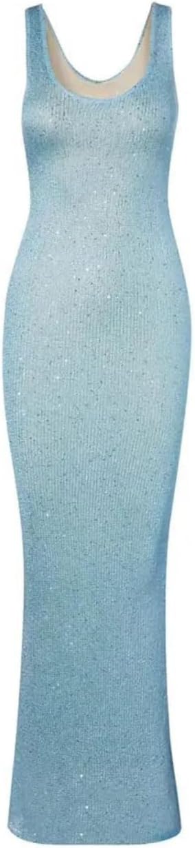 YELLOOP Knit Maxi Dress Long Bodycon Dresses Old Money Elegant Cocktail Long Sweaters Y2k