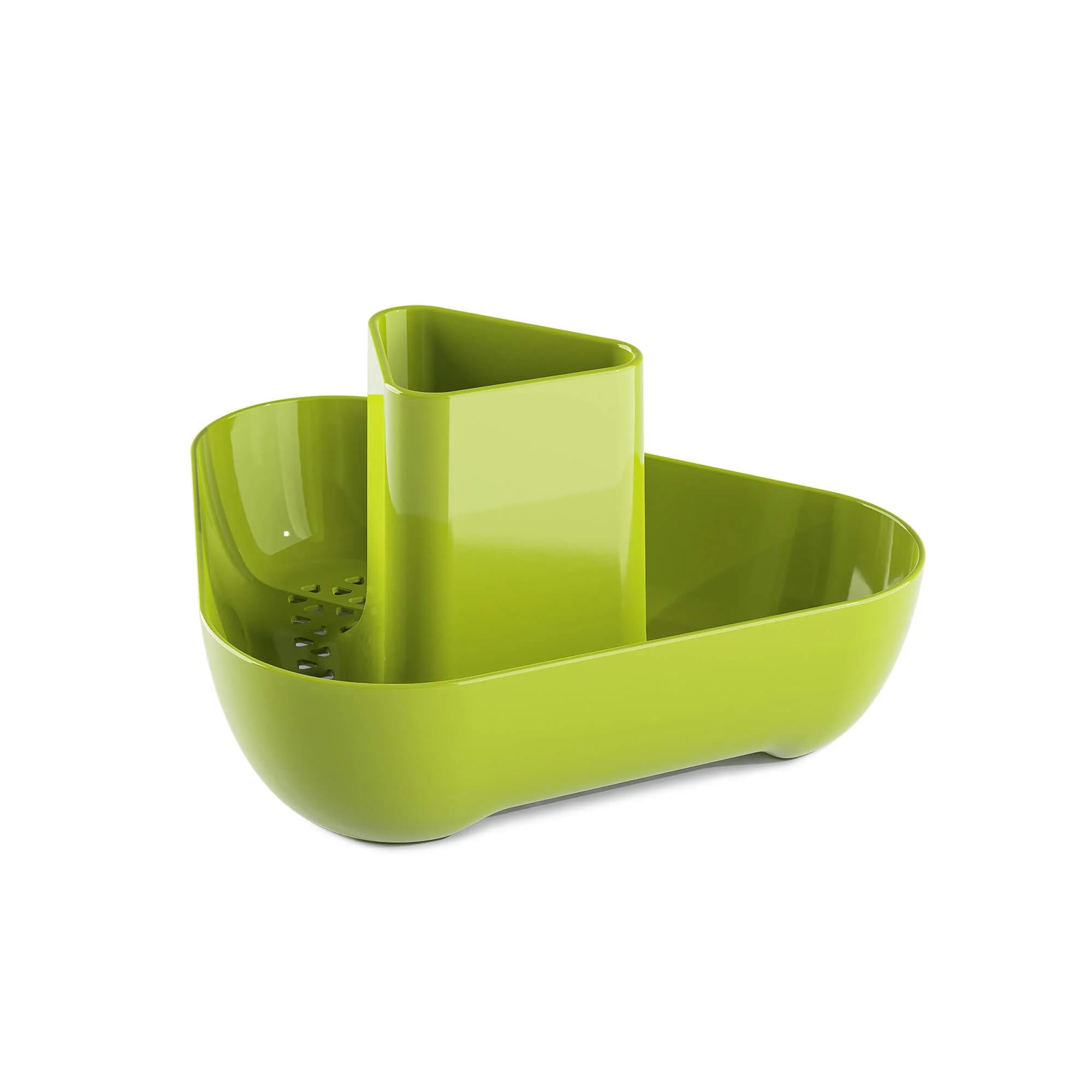 Zeal Corner Sink Tidy Organiser, Compact Cutlery Utensil Drainer Caddy Rack, Lime Green