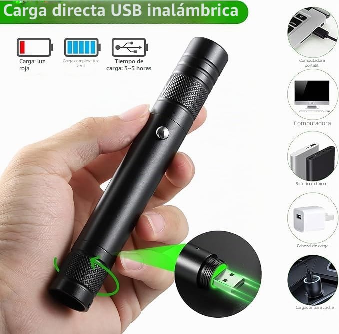 USB avanzada linterna de largo alcance, recargable de alta potencia con tapa de estrella extraíble versátil para observación astronómica