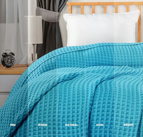 Image of Utopia Bedding 100% Cotton Waffle Weave Blanket Twin Size for Couch Sofa Bed - Lightweight, Breathable Summer Blankets Soft and Cozy, Gifts for Women Home Room Decor (Teal, 90x72 Inch)