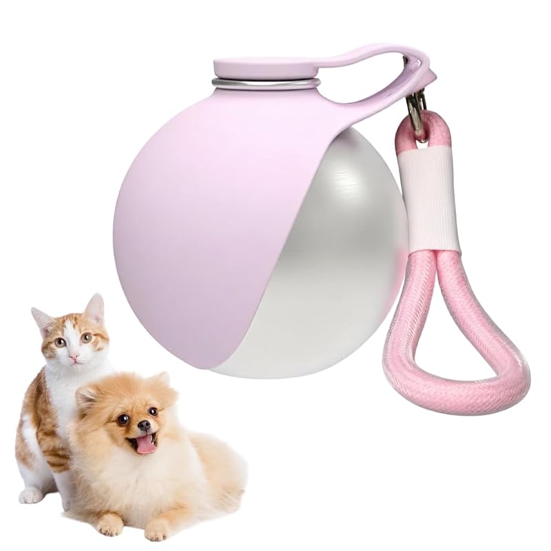 Garrafa de Água Portátil para Cães em Aço Inoxidável com Tigela Dobrável MiOYOOW Rosa, 285 mL