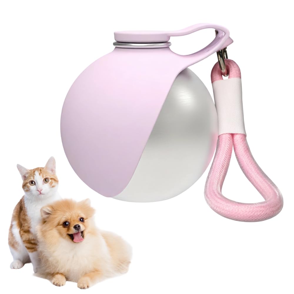 Tragbare Haustiere Trinkflasche, 285ml Edelstahl Wasserflasche für Hunde, Auslaufsichere Reise Trinknapf für Katzen mit Faltbarem Silikonnapf für Spaziergänge und Wanderungen Im Freien