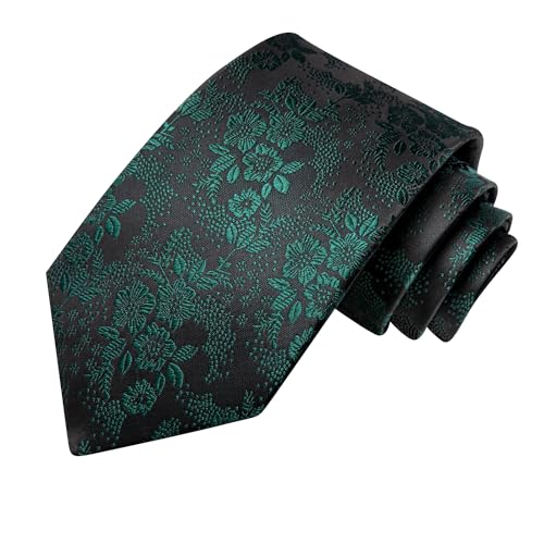 Image of Hi-Tie Mens Paisley Floral Striped Ties Set Silk Necktie and Lapel Pin for Men Pocket Square Cufflinks Set Business Wedding