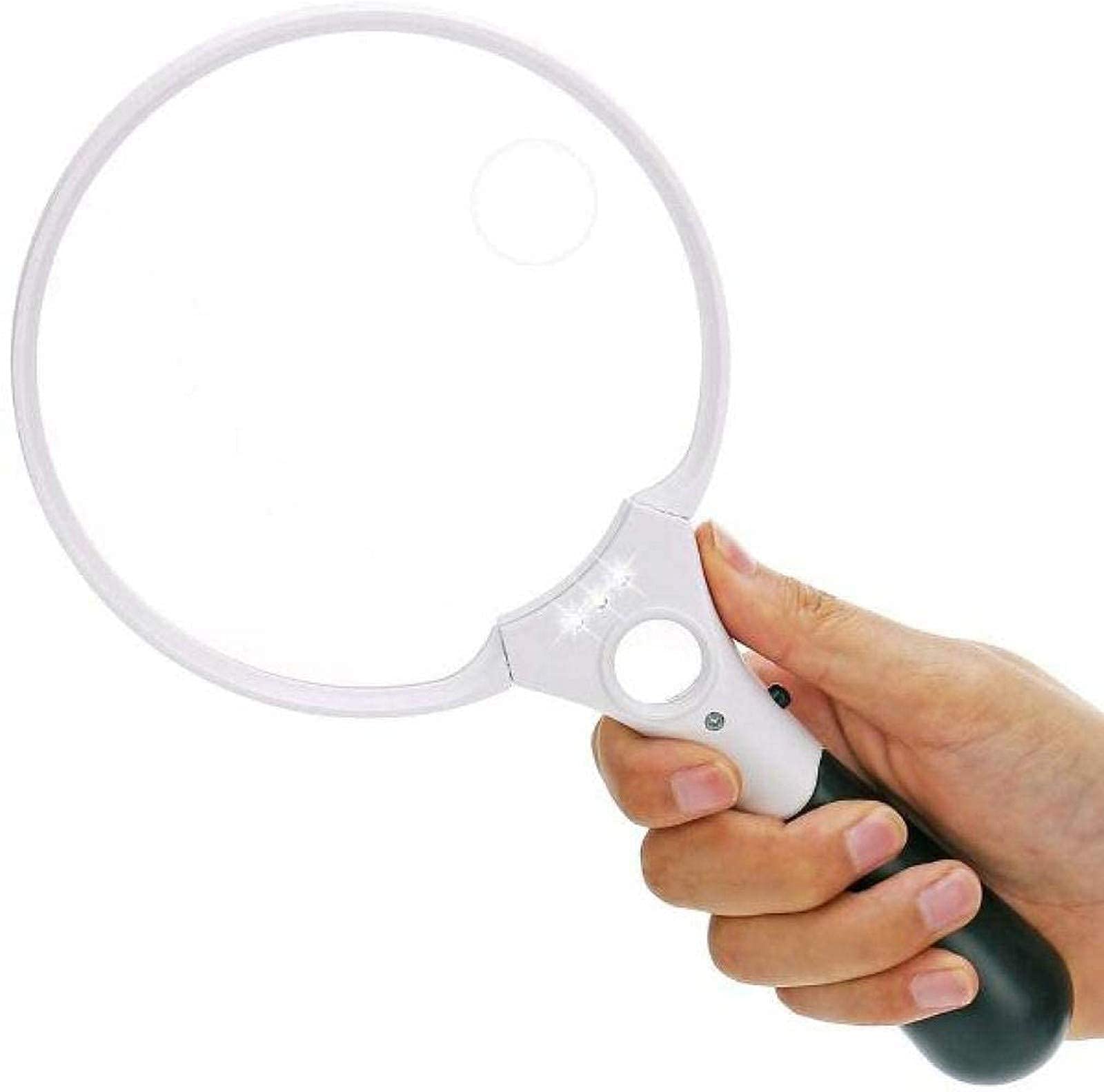 Loupe, loupe de poche avec 3 lumières LED, grossissement extra large de 135 mm, grossissement 2x, 4x, 25x : éclairée pour les personnes âgées, basse vision