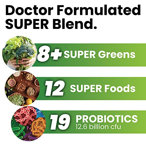 Natural Super Greens Powder Organic Supplements| Great Tasting Fruits and Vegetables Juice & Smoothie Mix| Probiotics & Digestive Enzymes| Green Superfood Spirulina & Chlorella (Citrus Berry) - Image 5
