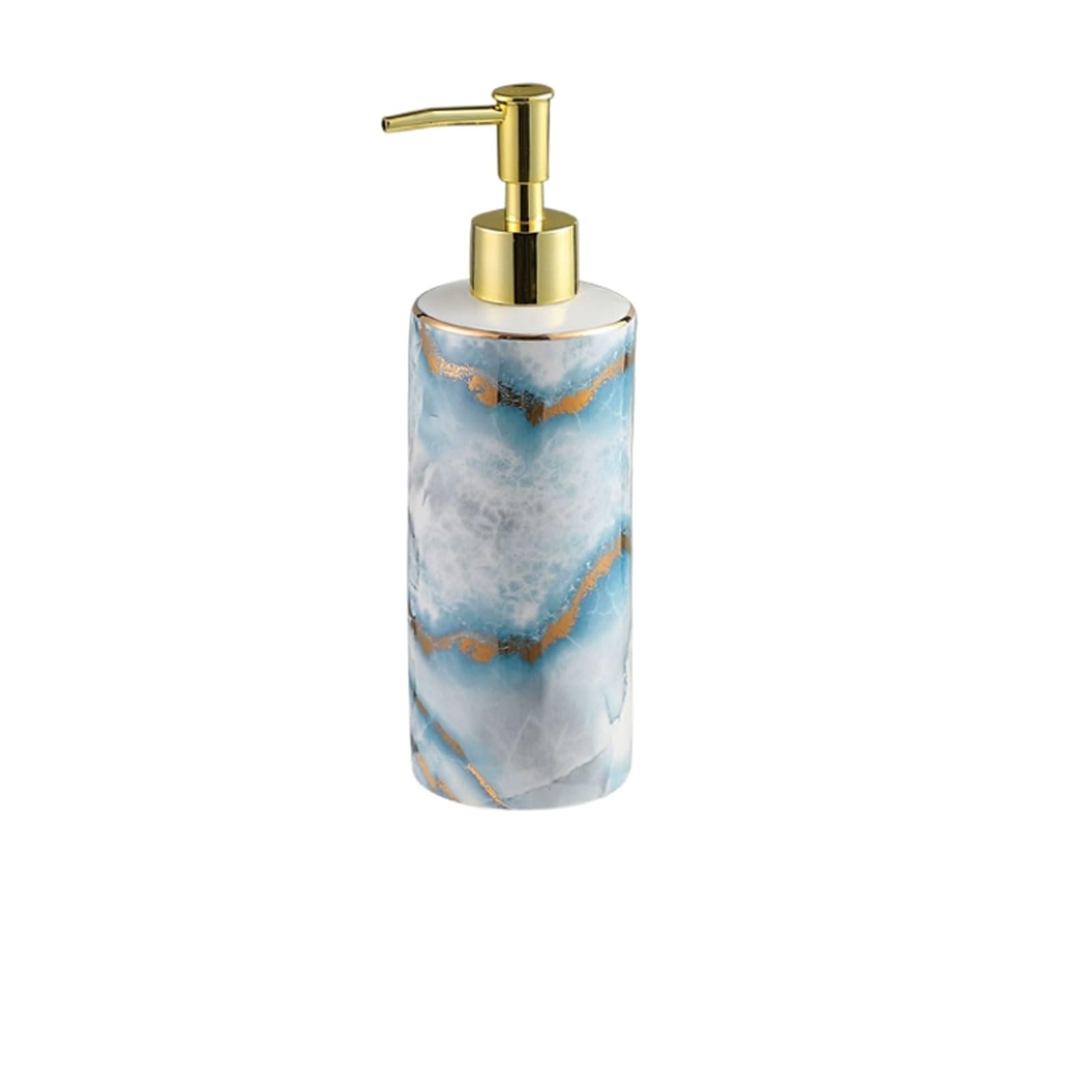 Yuihatf Style A 13.5Oz Ceramic Soap Dispenser Hand-Painted Gold Accent, Smooth Glaze, Countertop For Bathroom Hotel(Style A)
