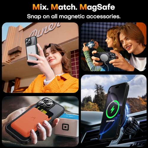 Image of TAURI TPU+PC For iPhone 16 Pro Case 6.3 inch, Compatible With Magsafe, Military-Grade Protection, [Anti-Yellowing] Shockproof Case Transparent Back Magnetic Phone Cover-Black