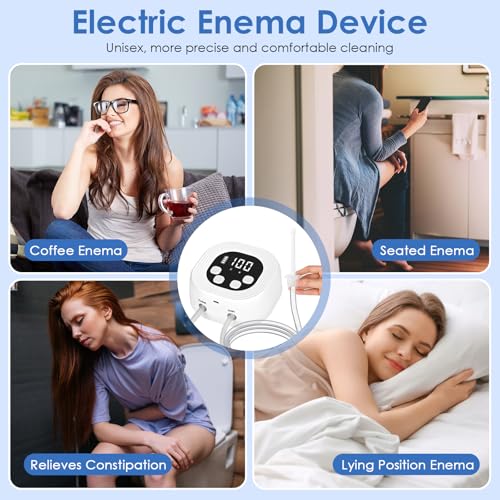 ELZONYX Enema Kit, Detox-Enemas for Colon-Cleanse for Women Men, Coffee Enema Coffee-Organic Cleanse Kit, Electric Water Flow Speed Control with LCD Display, Pressure Spray, External Water Supply - Thumbnail 6