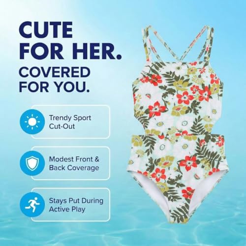 Image of Kanu Surf Girls' Beach Girl Sport Cut-Out One Piece Swimsuit