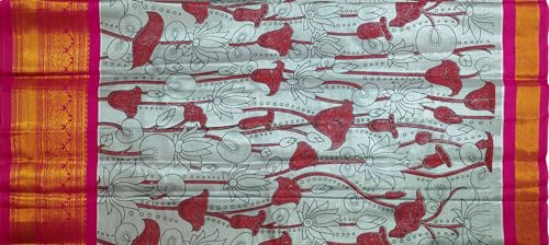 Image of VFCollections Women's Kalamkari Kanchipuram Silk Pattu Sarees With Blouse