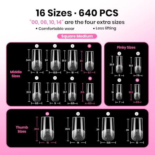 Image of Beetles Flat-X Soft Gel Nail Tips, Medium Square, 640Pcs, 16 Size