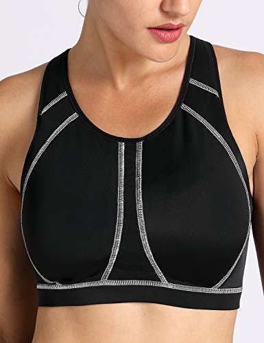 Image of SYROKAN Full Coverage Plus Size Sports Bras for Women | Racerback, Wireless, Removable Paddeds, Cooling Keyhole Back, High Support, Running Bra, Workout