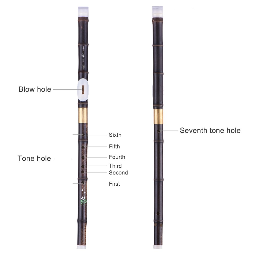 Flûte traversière amovible en bambou noir naturel Bawu Ba Wu Instrument de musique dans la touche Sol pour débutants amateurs de musique comme cadeau