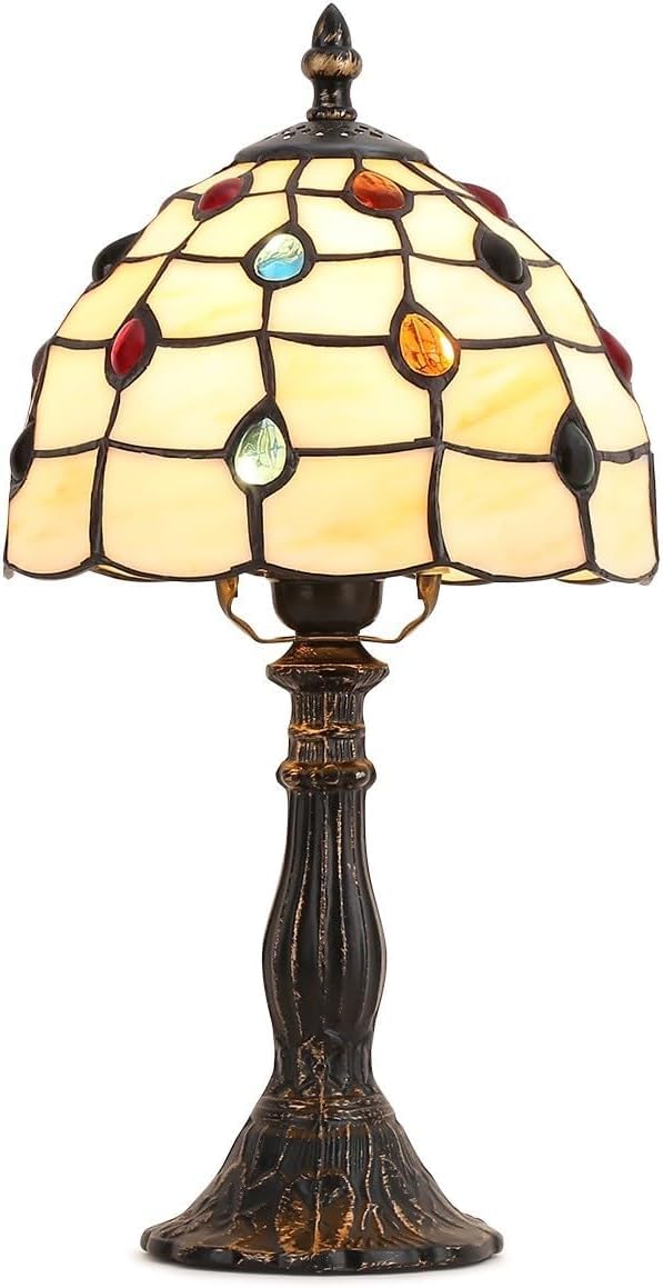 BARCELONA LED Rafa Candeeiro Tiffany E27 Ø20cm Art Nouveau Bege