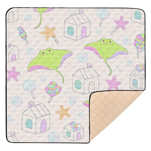 Dreamy Manta Ray House - Tapete de espuma suave verde para bebé, resistente al agua, para actividades de entretenimiento, para bebés, bebés, bebés, 50 x 50 pulgadas