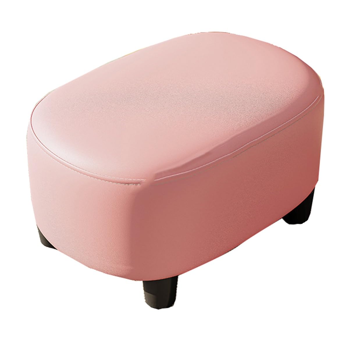 10-calowa Skórzana Pufa Tapicerowana Drewniany Stołek Do Kanapy Mały Podnóżek Nowoczesny Stołek Na Buty Do Domu, Salonu, Przedpokoju, Sypialni, Garderoby, Biura(/Pink)