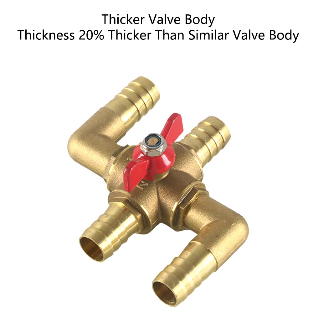 Valvola di Controllo del Riscaldamento a 4 Vie, Valvola di Riscaldamento Manuale Integrata in Ottone Massiccio da 5/8" (16mm) per Autoveicoli per Acqua/Olio/Gas