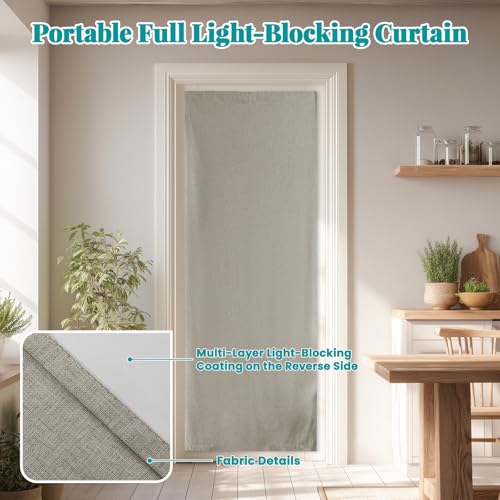 Image of 100% Blackout French Door Curtain- Privacy Thermal Insulated Door Window Curtain for Patio Front Tricia Sidelight Panel, W25 x L72 inch, 1 Panel, Light Brown