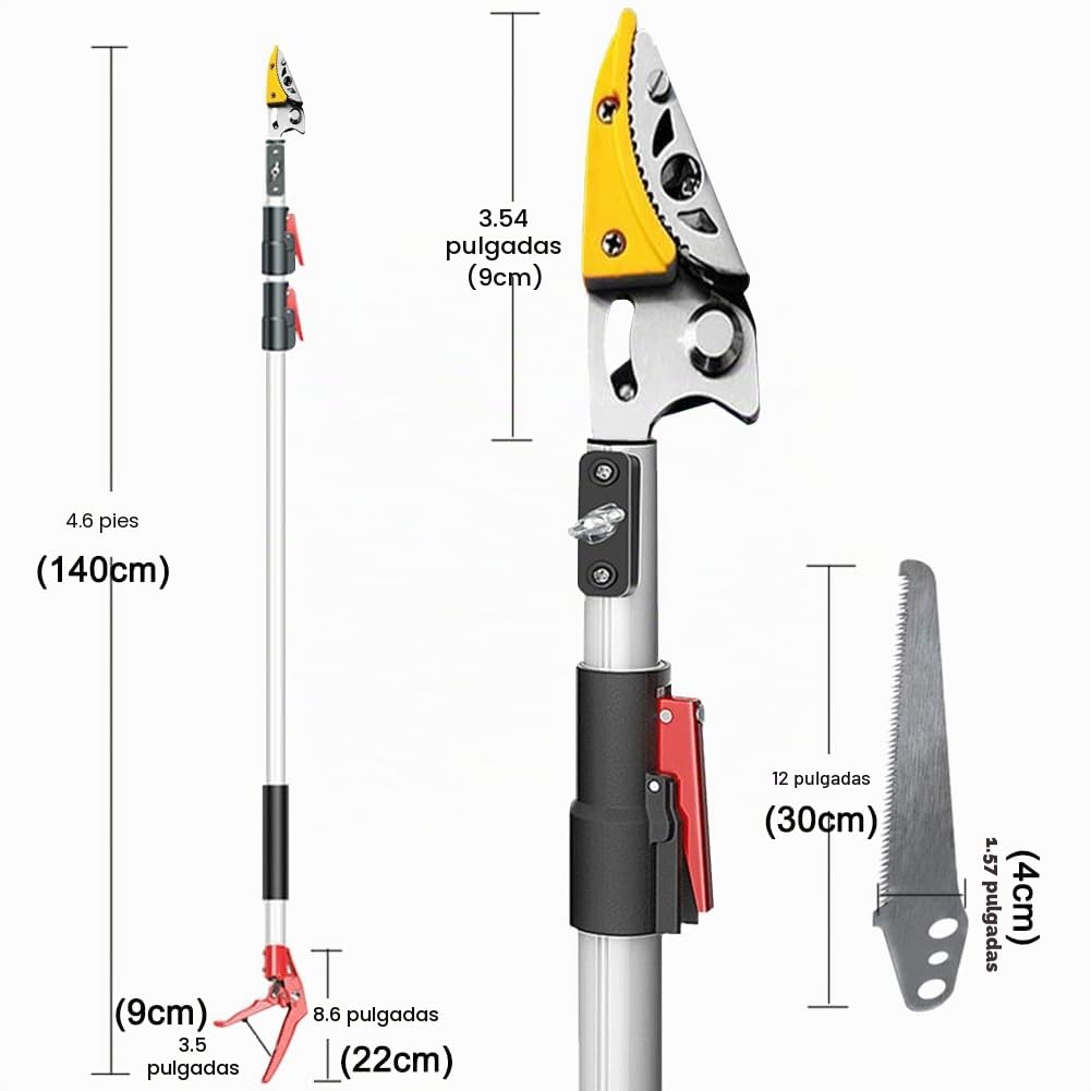 Tijeras telescópicas de 1,2 – 2,2 m, para podar árboles, arbustos, fruta, cortasetos, telescópicas, tijeras de podar con mango telescópico, herramienta de corte manual de jardín