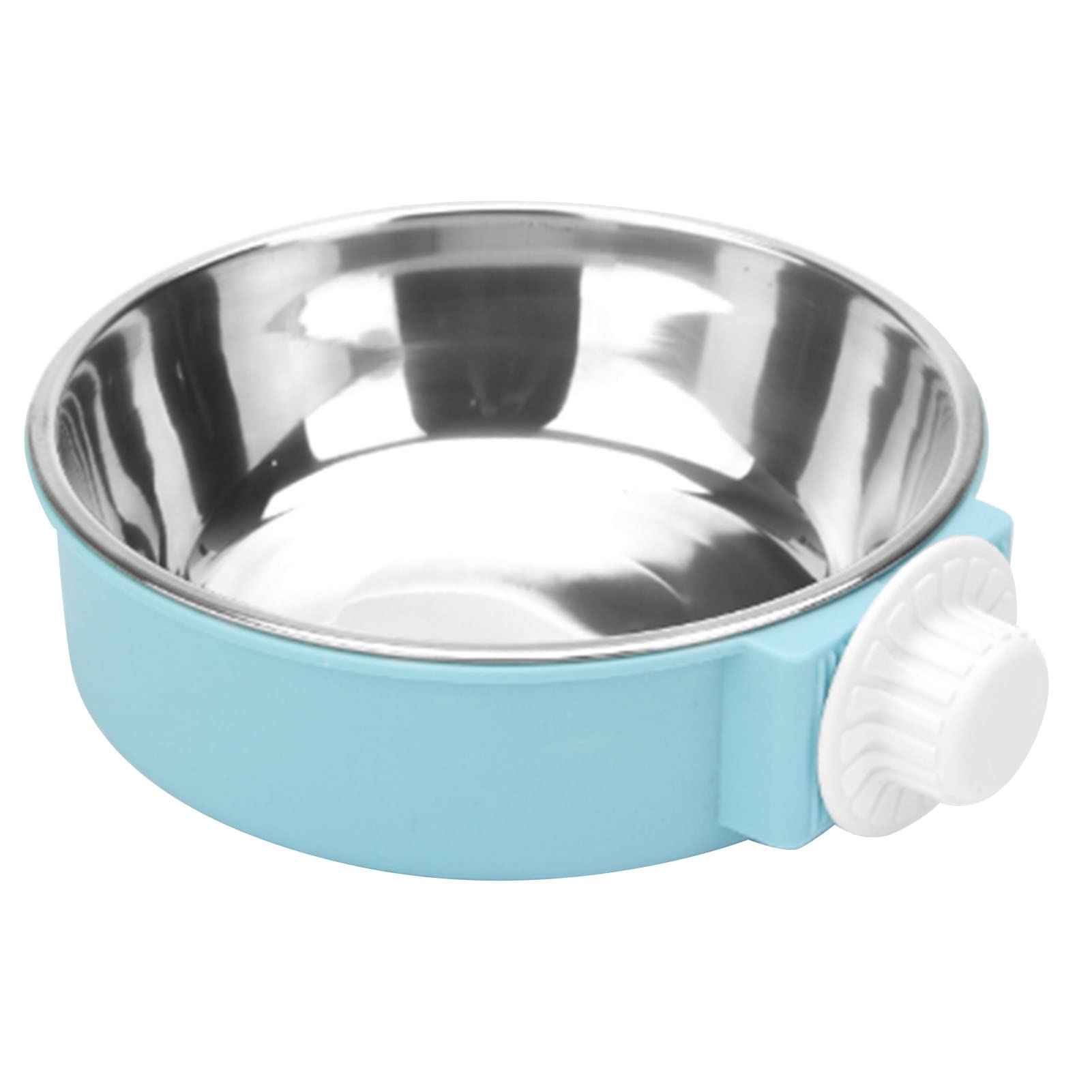Qcwwy Crate Dog Bowl, Pet Puppy Food Water Bowl Dog Bowl Feeder Removable Stainless Steel Hanging Pet Cage Bowl with Bolt Holder for Dog Puppy Cat Rabbit Bird Small Animals (Blue)