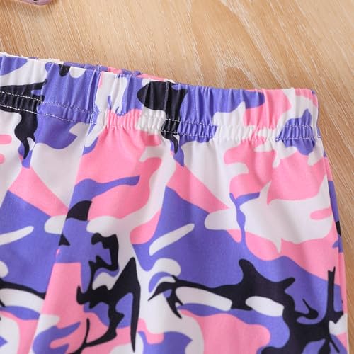 Image of Ayzozuy Kids Toddler Girl Clothes Letter Print Graphic Top + Leopard Print Flare Leg Pants 2PC Summer Clothing Set