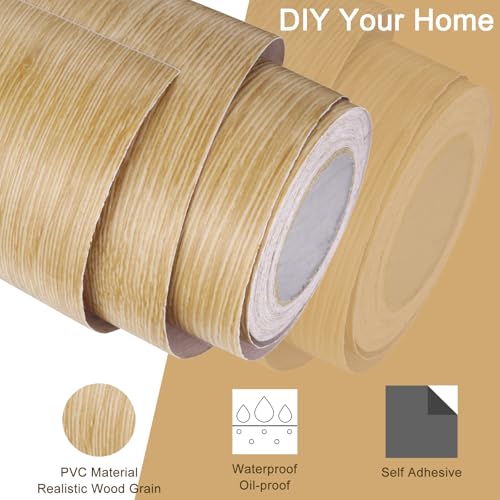 Image of uxcell Wood Grain Tape, 5.9 inch x33 Ft Self Adhesive Wood Grain Repair Patch for Baseboards, Doors, Floor Repair, Furniture Home Decor Coffee Oak