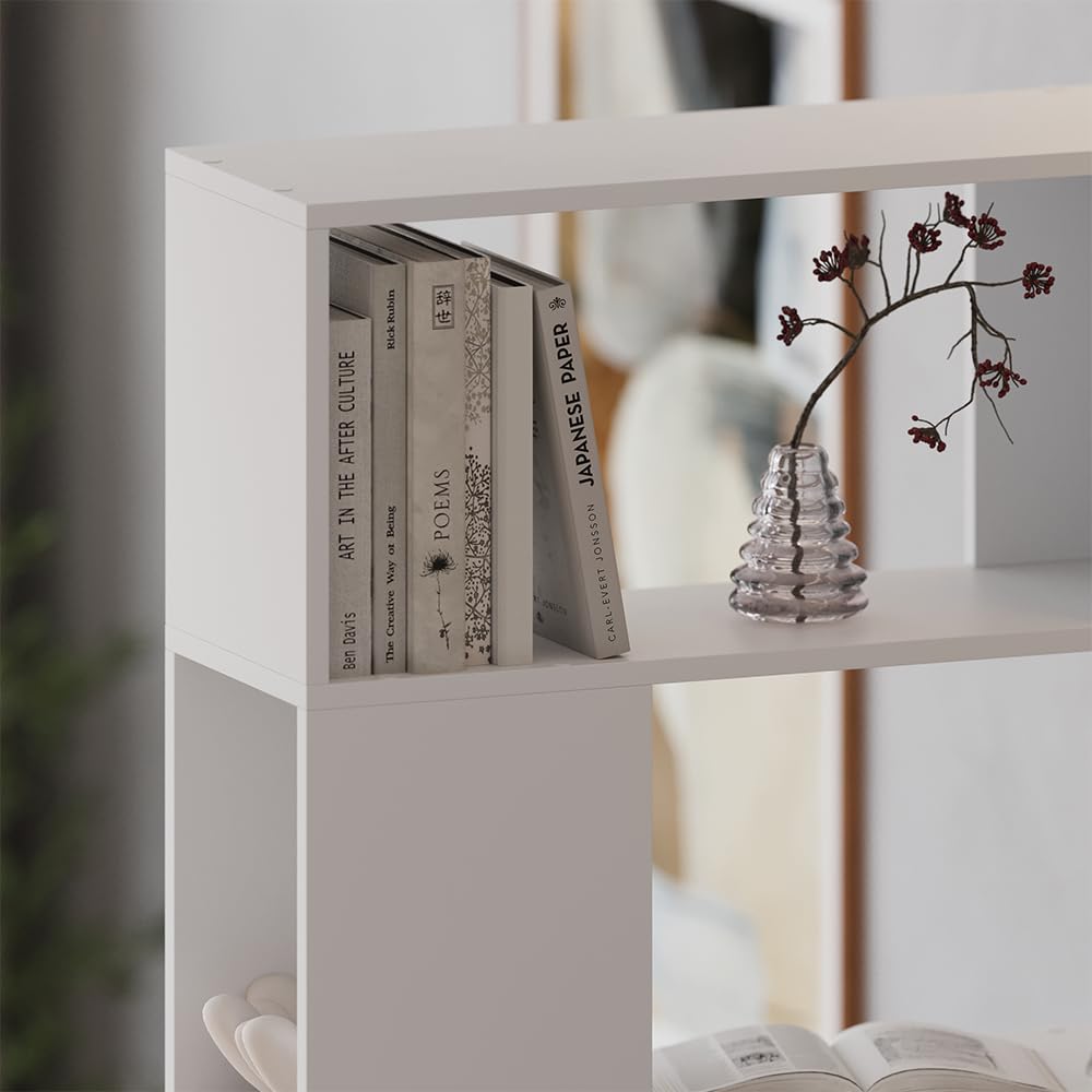 Vicco Divisorio per ambienti Eneos, Bianco, 80 x 186 cm, utilizzabile come scaffale autoportante per una suddivisione flessibile degli spazi