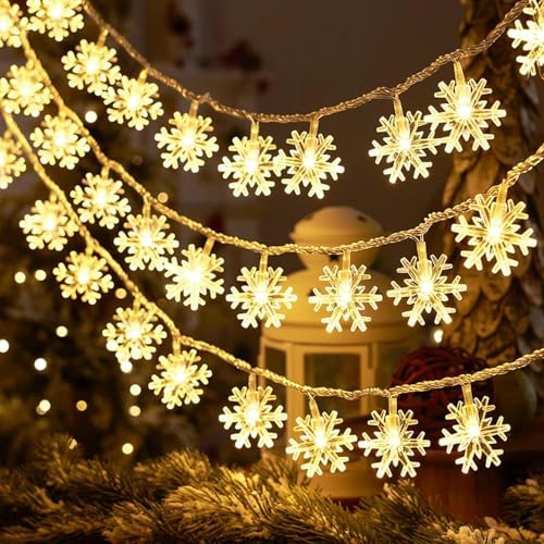 Image of Quace 80 LED Mini Snowflake Curtain Light 3x1 Meter with 8 Flashing Modes - Decorative String Light for Home, Party & Festival