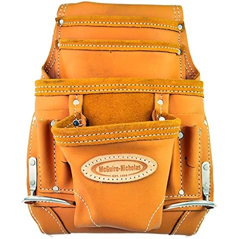 McGuire-Nicholas 689 MB 10 Pocket Pro Carpenter Pouch in Tan Full Grain Leather Cover