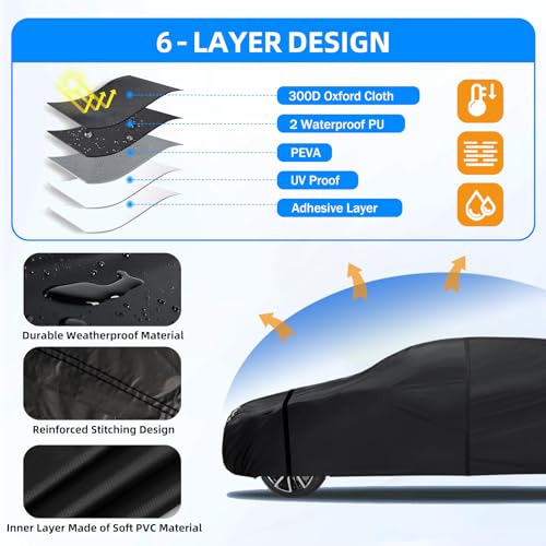 Image of Car Cover Custom Fit for Toyota Corolla 2000-2025,Waterproof All Weather Full Exterior Cover Rain Sun Protector with Windproof Straps&Zippered Doors